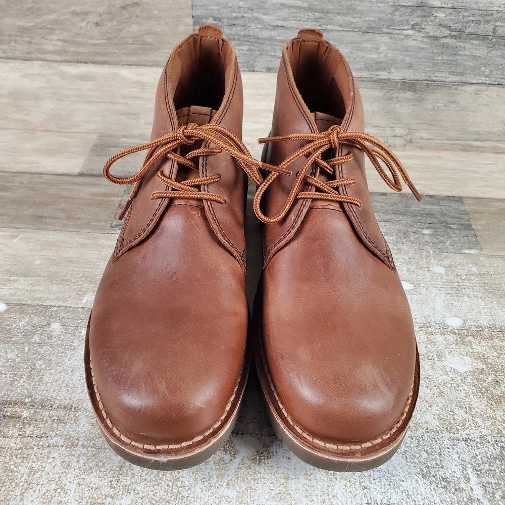 Clarks Eastridge Mid Mens Chukka Boots‎ Sz 9.5 Brown Leather Lace Up Ankle Boot